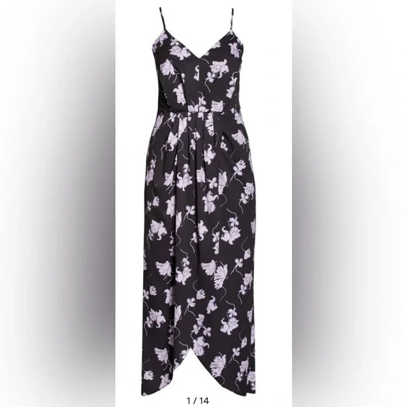 CHELSEA28 Black and Purple Faux Wrap Camisole Dress size XXS (00)NWT - Picture 7 of 14